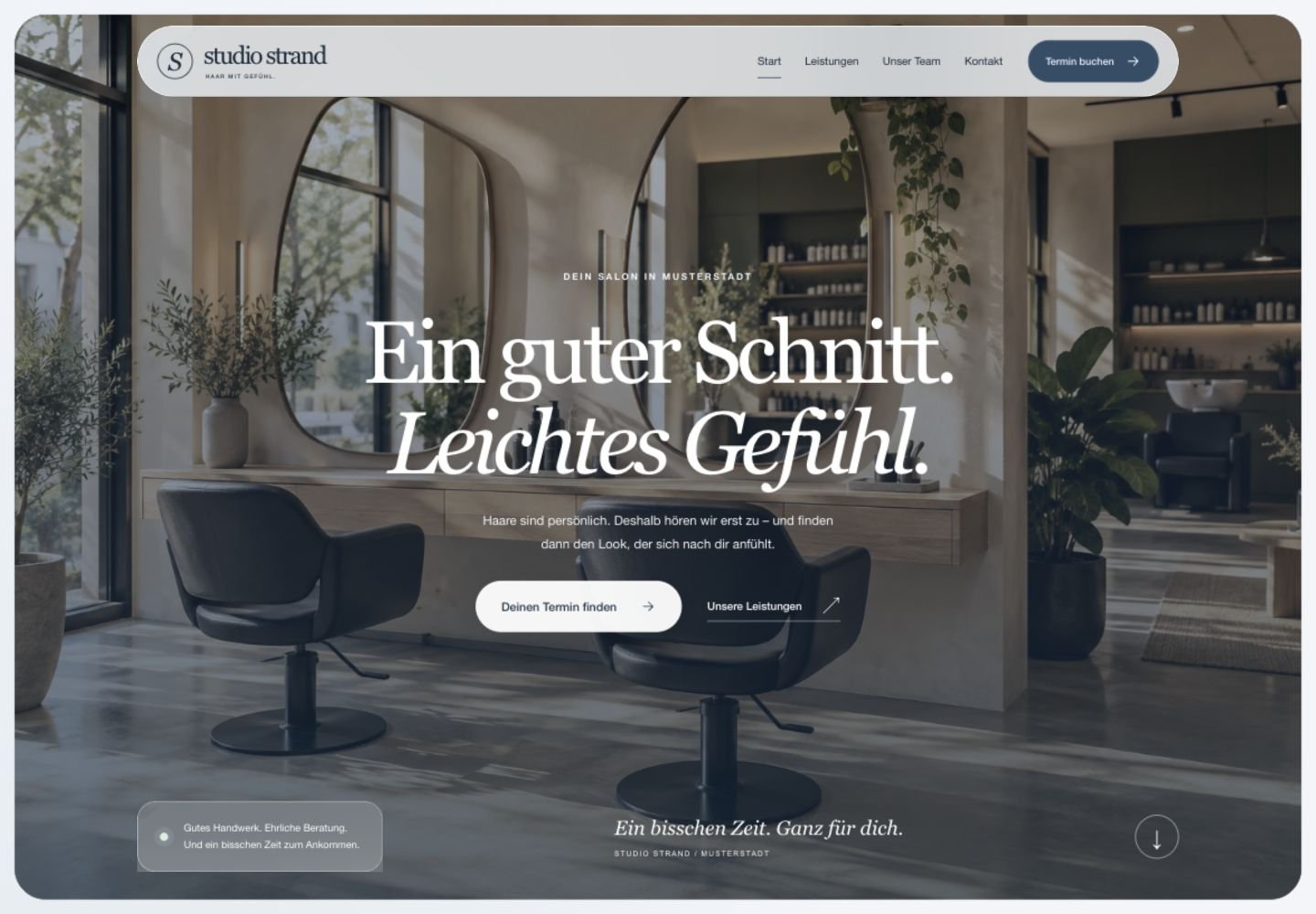 Vorschau der Friseur-Demo im Design Glass